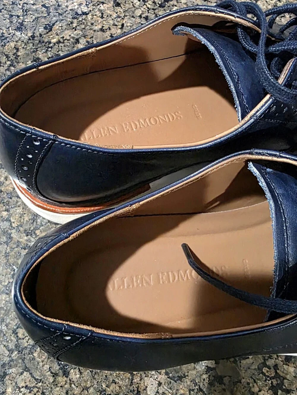 Allen Edmonds Caleb Hybrid Navy Blue Cap Toe Derby Oxford Dress Shoes Mens 10  D